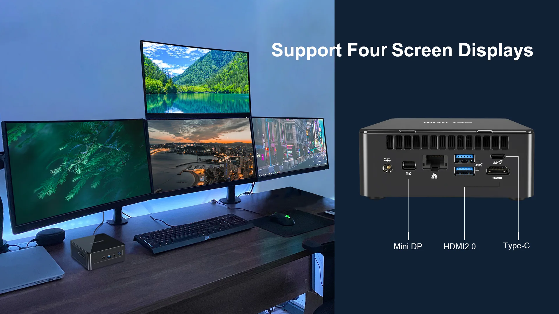 GEEKOM Mini IT8 SE Mini PC can support four screen displays